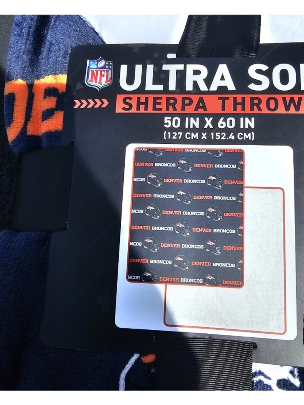 Denver Broncos Sherpa Throw Blanket Ultra Supersoft 60